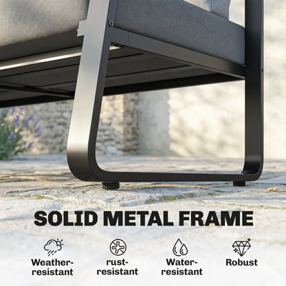 Outdoor Sofa, Thick Cushions, Patio Loveseat, 2 Seater, Black And Light Grey Patio Furniture Sets at Gallery Canada