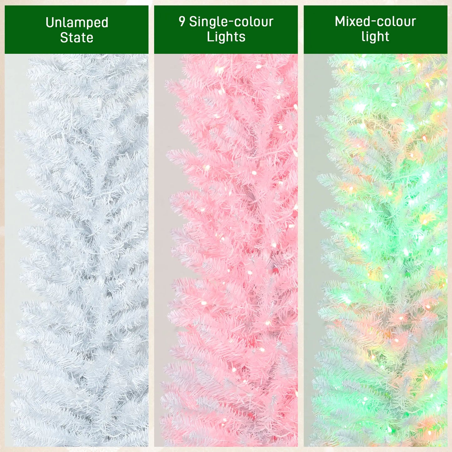 7.5ft Christmas Tree with Colorful DIY LEDs, Hinged Pencil, Remote, Timer, White, Colorful Pencil Christmas Trees at Gallery Canada