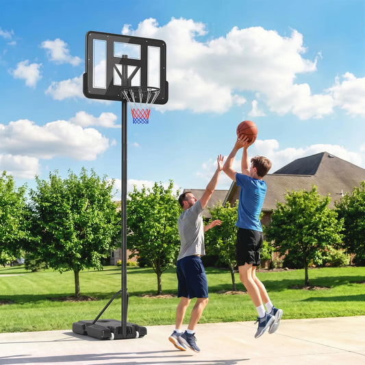 Height Adjustable Basketball Hoop Stand, 5ft-10ft, Portable with Wheels, 43" Backboard Basketball Black at Gallery Canada