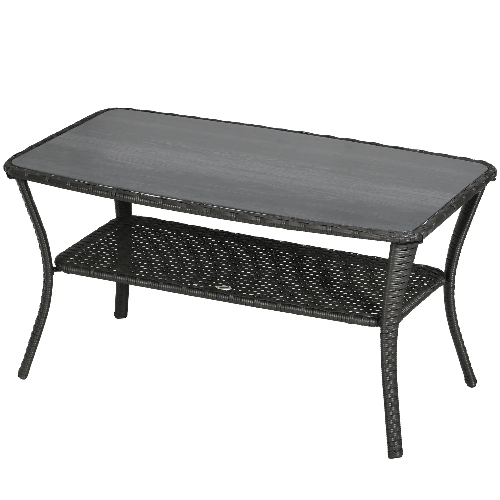 Outdoor PE Rattan Coffee Table with Storage, Glass Top, Black Patio Dinning Tables Black, Grey at Gallery Canada