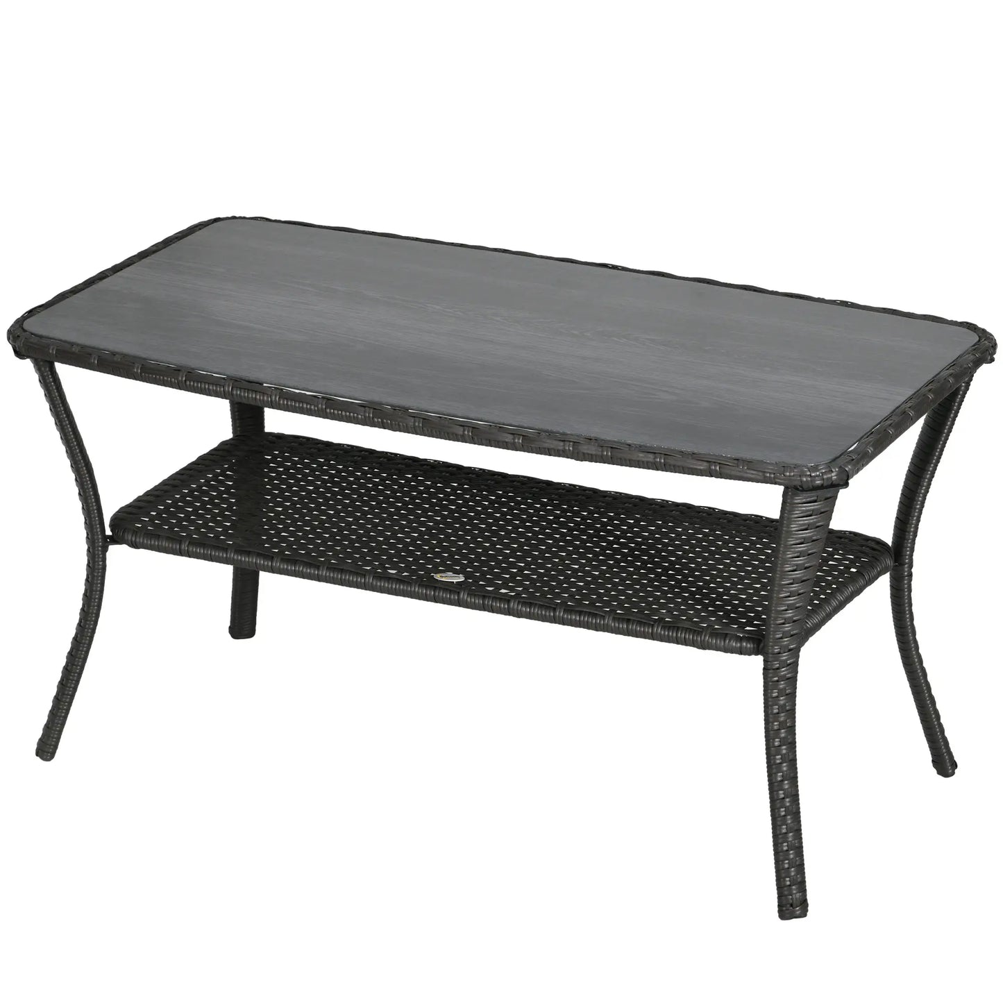 Outdoor PE Rattan Coffee Table with Storage, Glass Top, Black Patio Dinning Tables Black, Grey at Gallery Canada