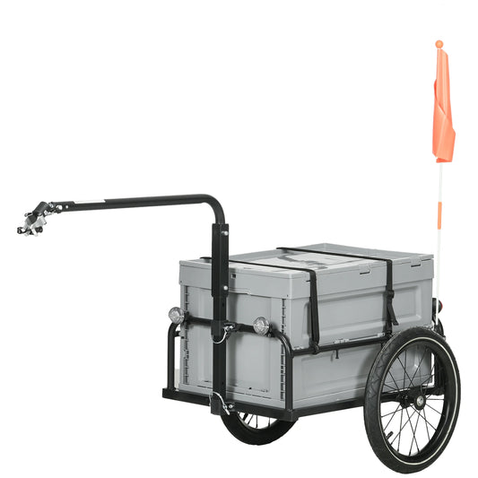 Steel Bike Trailer, Foldable Storage Box, Safe Reflectors, Max Load 88LBS Bike Cargo Trailers Grey at Gallery Canada