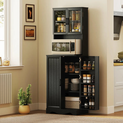71 Inch Kitchen Pantry Cabinet, Freestanding Hutch, Black Kitchen Pantry Cabinets at Gallery Canada