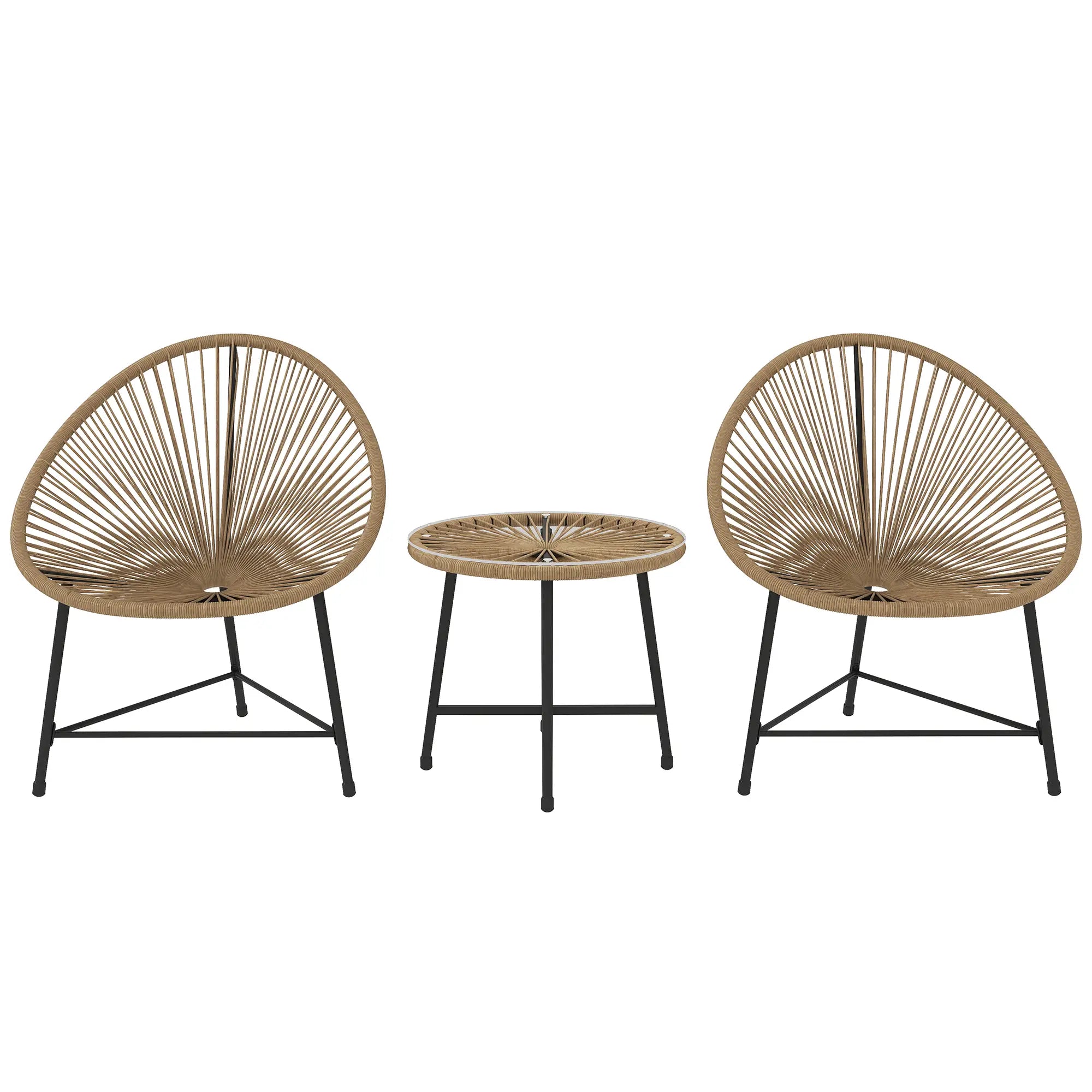 3 Piece Wicker Patio Bistro Set, Acapulco Chairs, Glass-Top Table, Natural Wood Bistro Sets at Gallery Canada