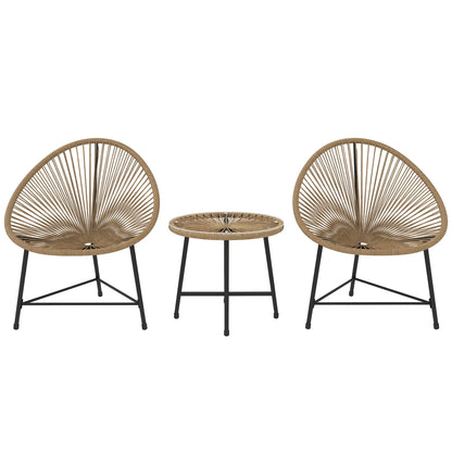 3 Piece Wicker Patio Bistro Set, Acapulco Chairs, Glass-Top Table, Natural Wood Bistro Sets at Gallery Canada