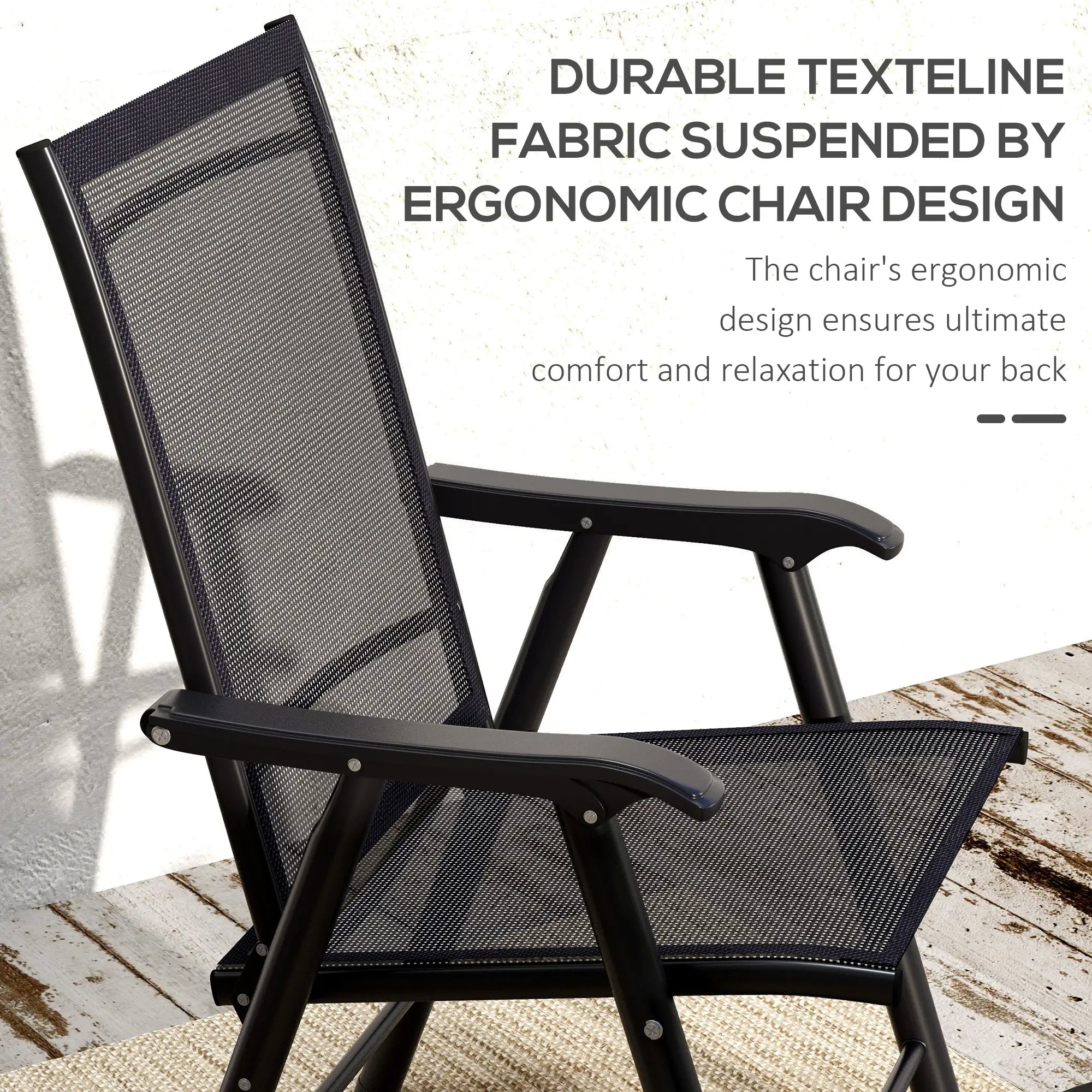 4-Piece Folding Chair Set, Outdoor Furniture with Armrests, Black Patio Chairs at Gallery Canada