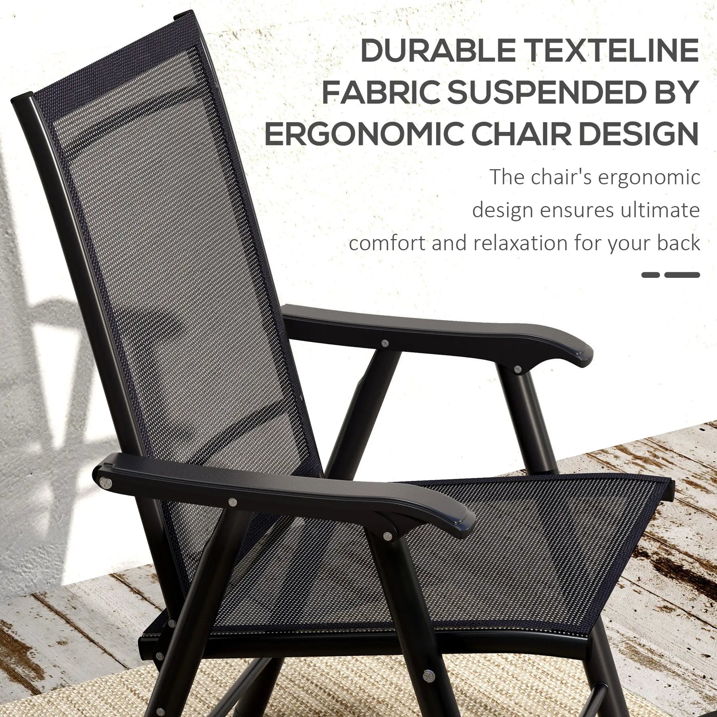 4-Piece Folding Chair Set, Outdoor Furniture with Armrests, Black Patio Chairs at Gallery Canada