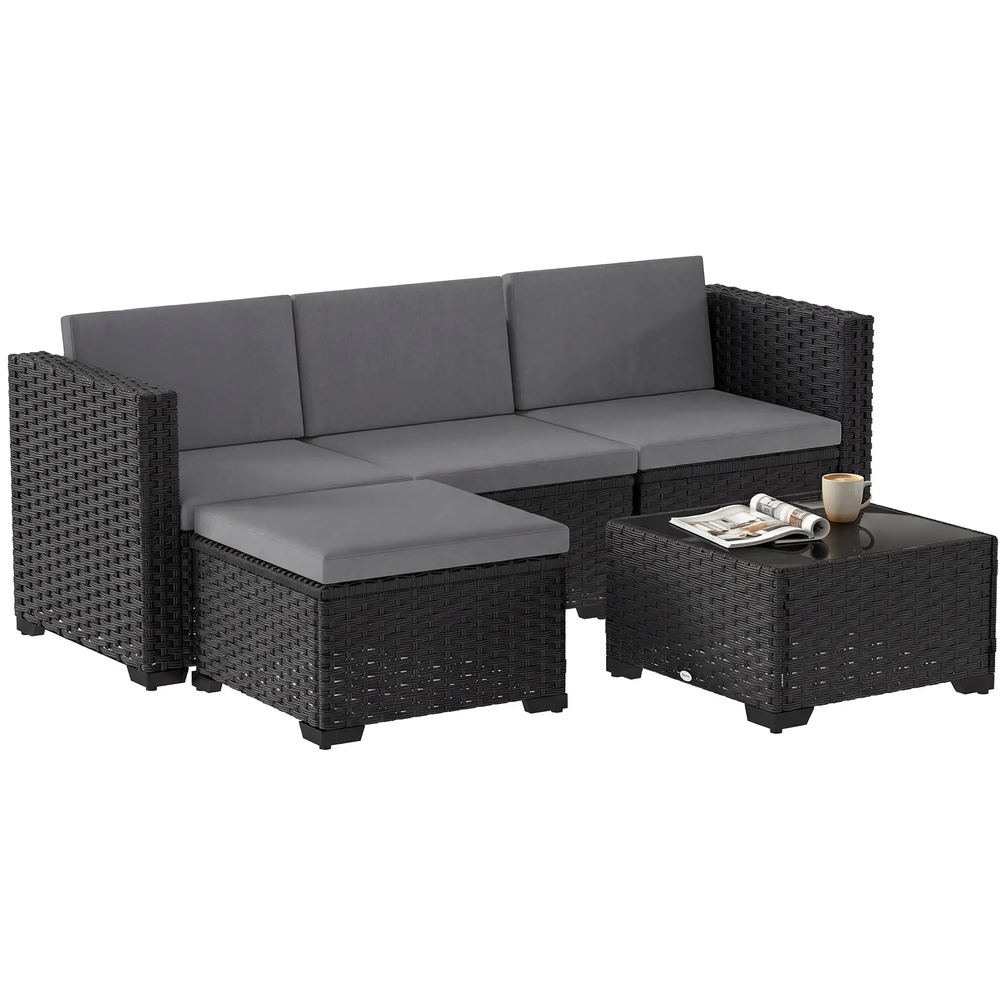 5 Piece Patio Furniture Set, L-Shape Sectional, Grey Patio Furniture Sets at Gallery Canada