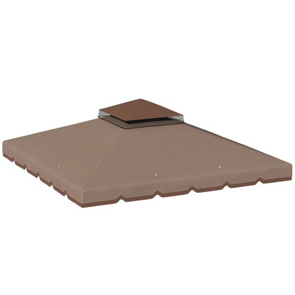 10' x 10' Gazebo Canopy Replacement, Double-Tier Outdoor Roof, Khaki/Brown Gazebo Canopy Replacement Khaki, Brown at Gallery Canada