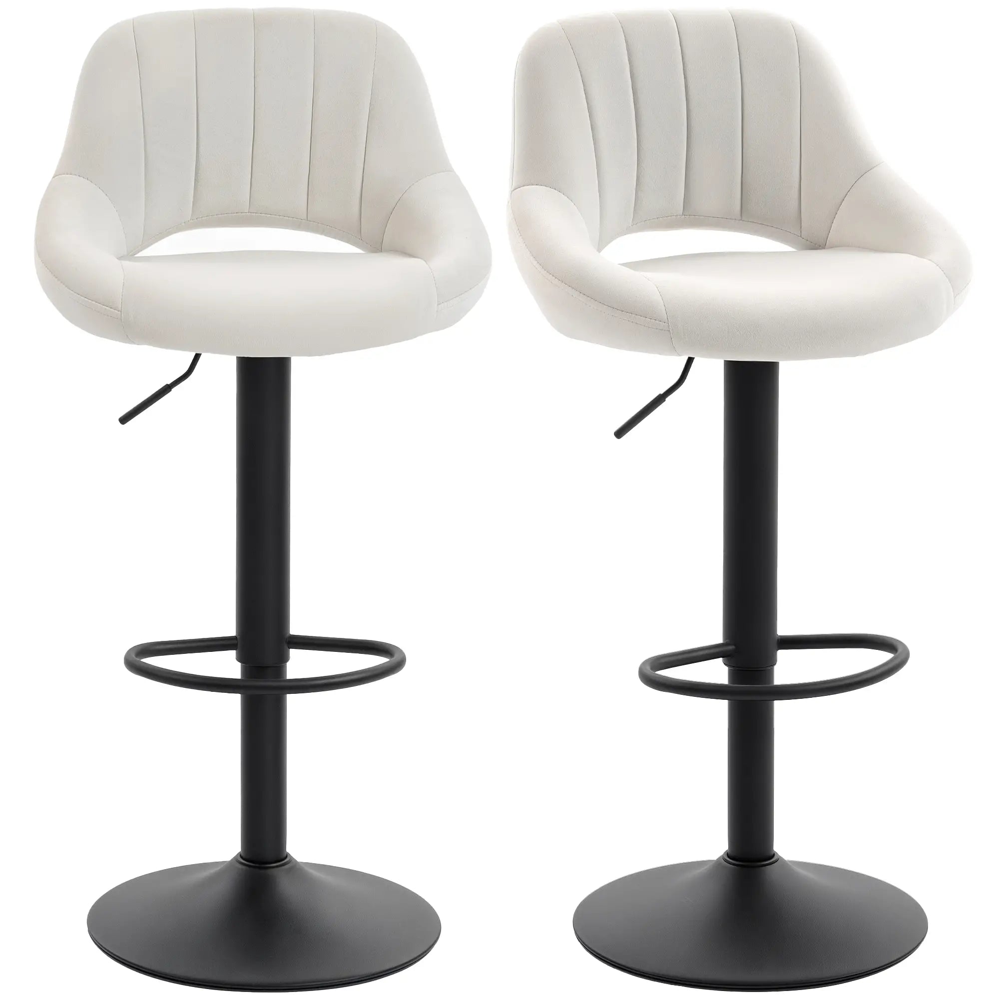 Swivel Bar Stools Set of 2, Adjustable Height, Plush Upholstered, Cream Bar Stools at Gallery Canada