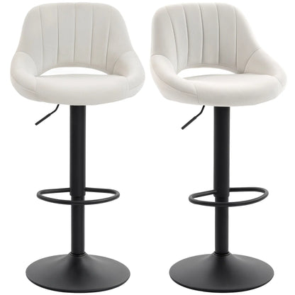 Swivel Bar Stools Set of 2, Adjustable Height, Plush Upholstered, Cream Bar Stools at Gallery Canada