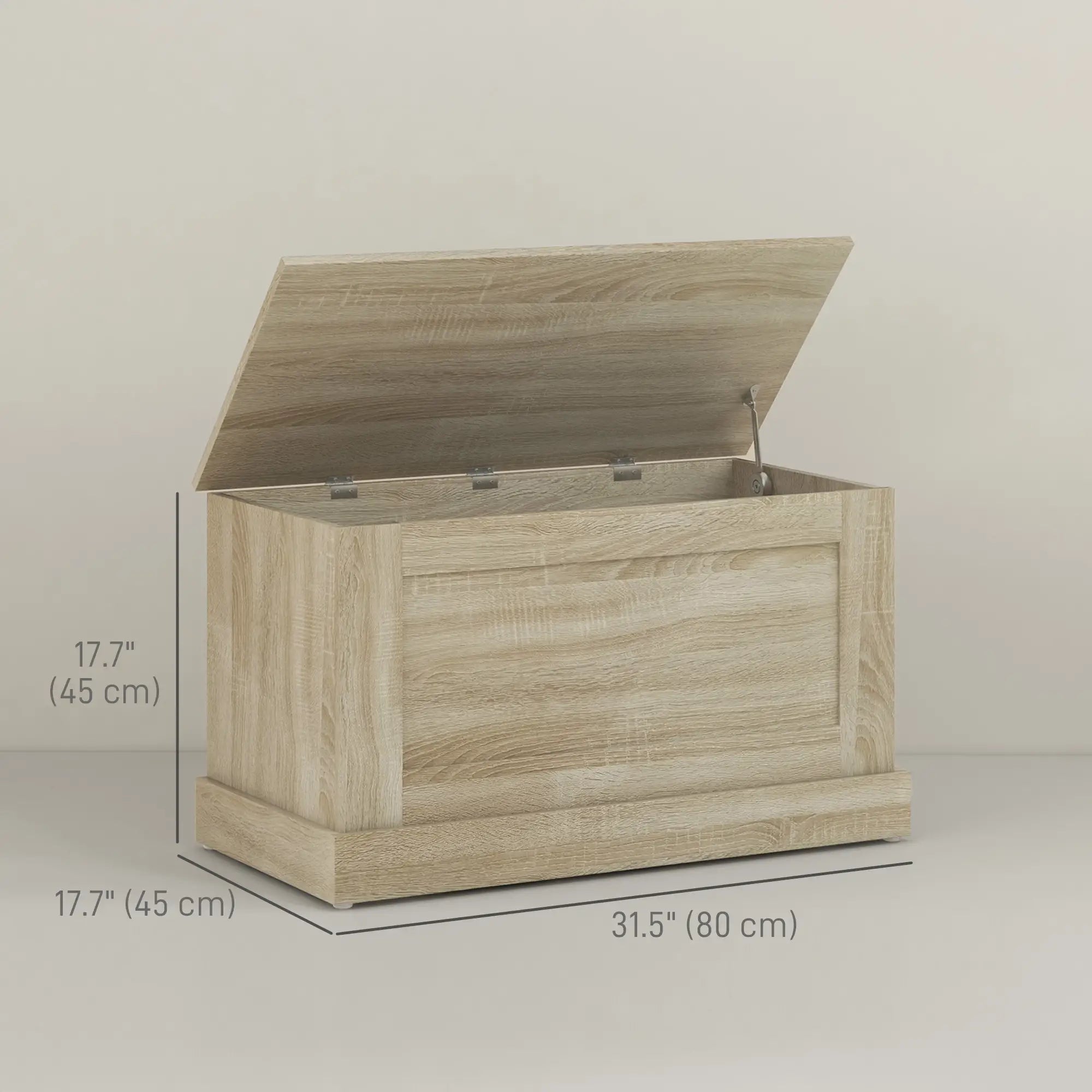 31.5 Inches Storage Chest, Wooden Trunk with Safety Hinge, Natural Wood Grain Storage Cabinets at Gallery Canada