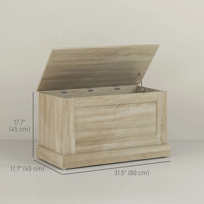 31.5 Inches Storage Chest, Wooden Trunk with Safety Hinge, Natural Wood Grain Storage Cabinets at Gallery Canada