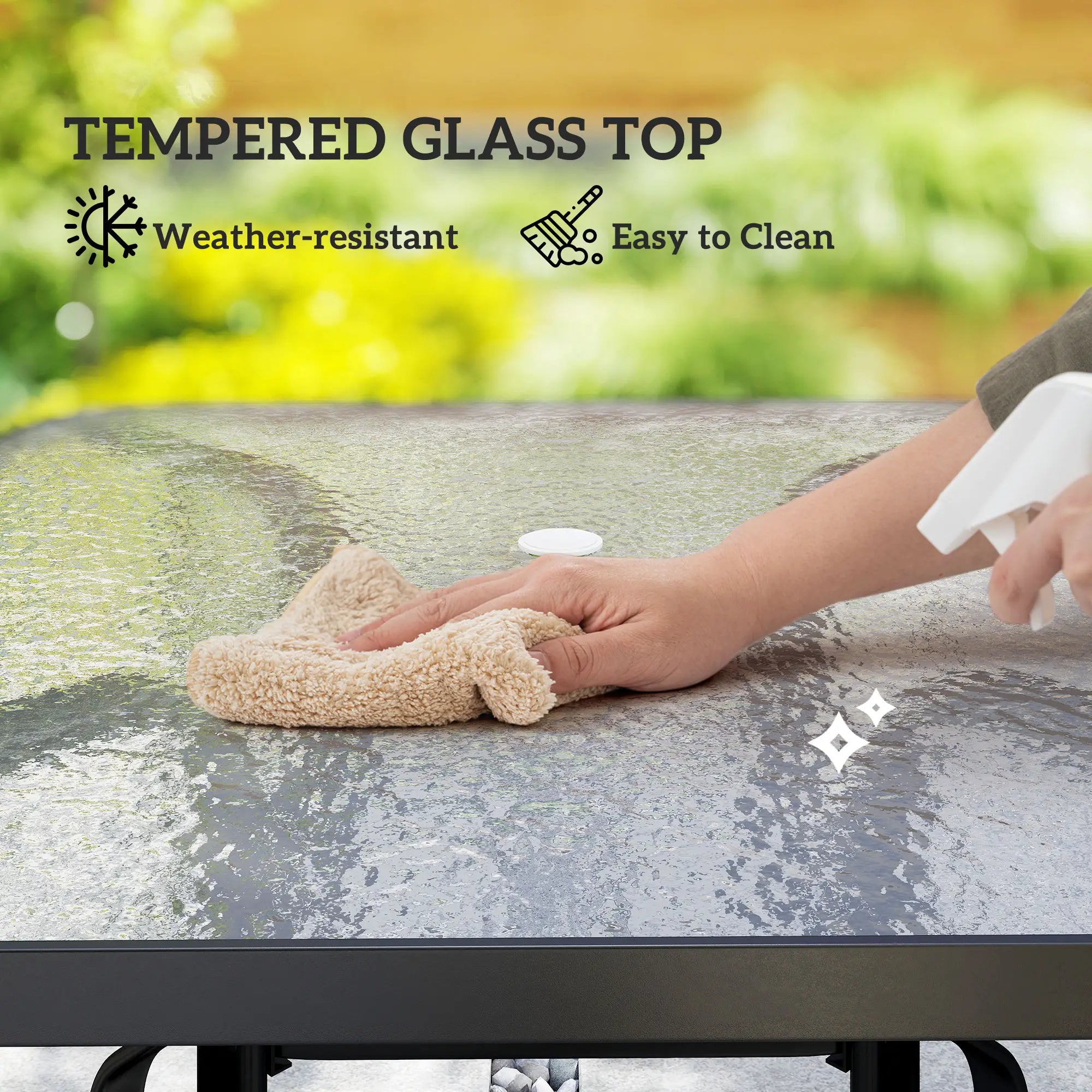 Tempered Glass Square Patio Table, 2.1