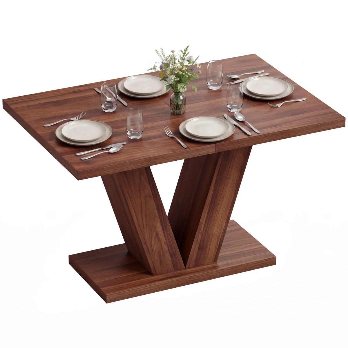 Modern Kitchen Dining Table For 4 People, Walnut