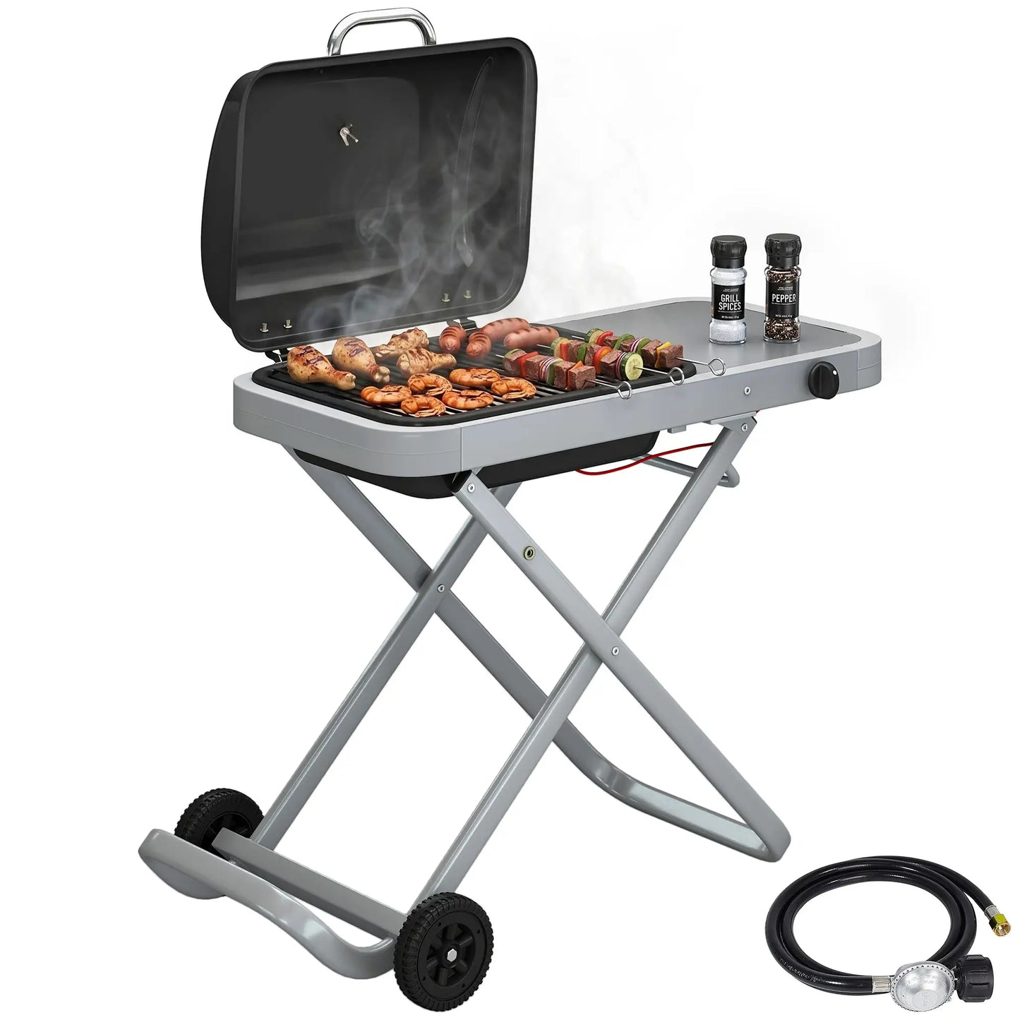 Portable Propane BBQ Grill, Foldable Cart, 9500 BTU, Black Propane Gas Grills at Gallery Canada