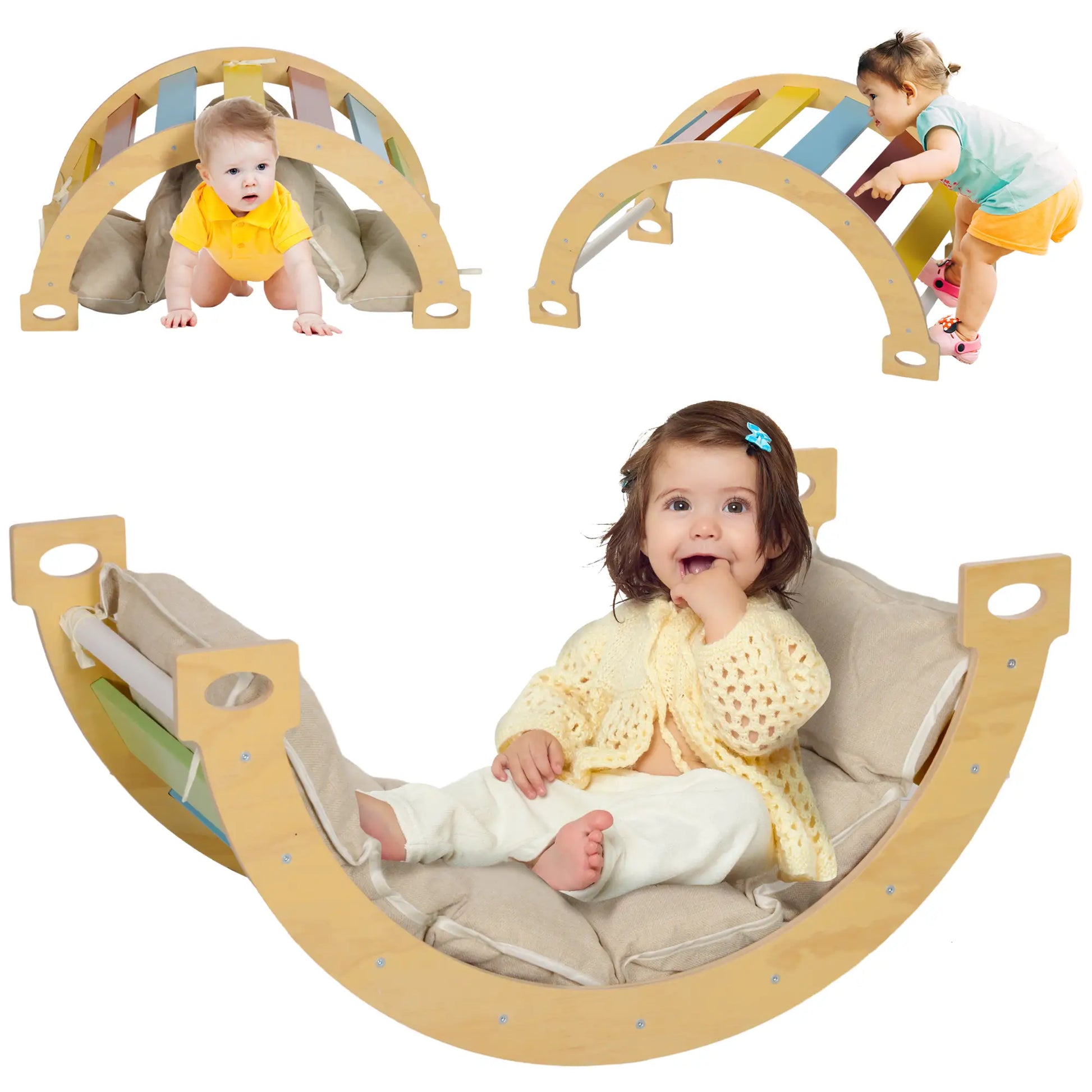 3 in 1 Wooden Climbing Toy for Toddlers, Cushion Pad Baby Gym & Playmats at Gallery Canada