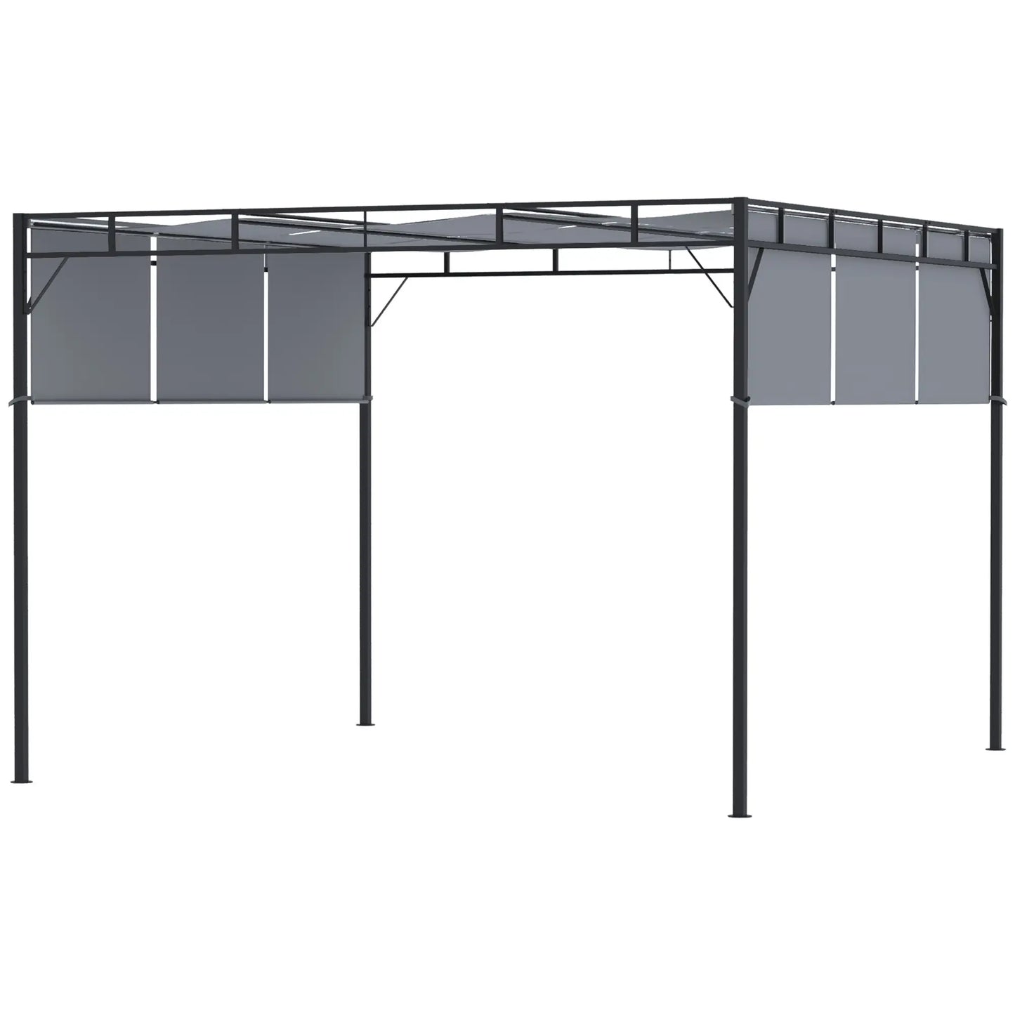 10' x 10' Retractable Pergola Canopy, Steel Frame, Dark Grey Pergolas at Gallery Canada