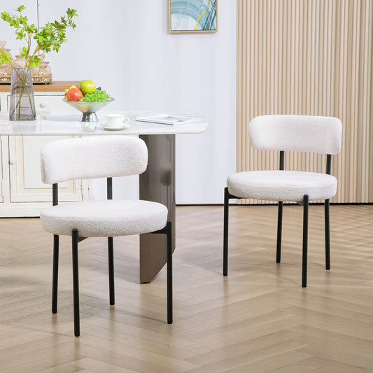 2 Kitchen Chairs, Modern Dining, Berber Fleece Upholstery, Steel Legs, Cream White Dining Chairs Cream at Gallery Canada