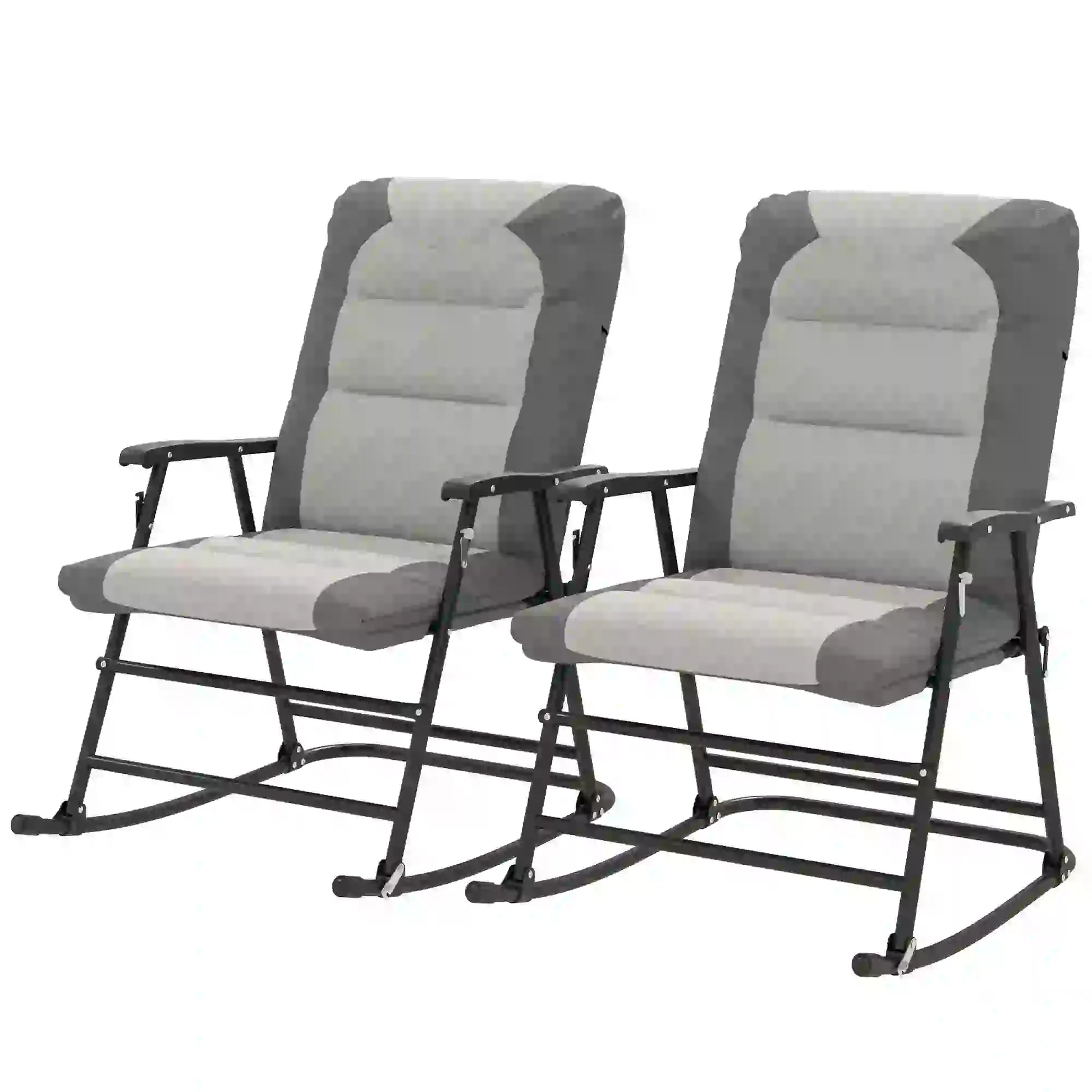 Folding Rocking Chair Set, 2 Padded Rockers with Armrest, Light Grey Outdoor Rocking Chairs Light Grey, Dark Grey at Gallery Canada