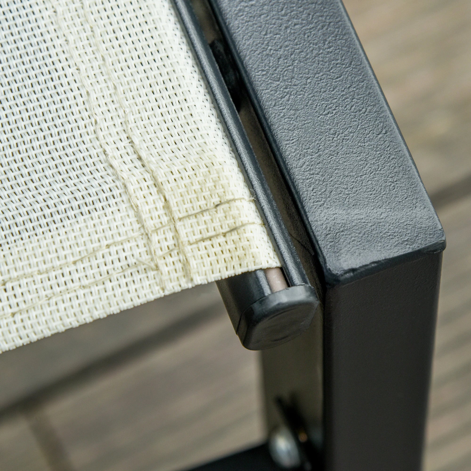 Outdoor Lounge Chair, 5-Position Reclining Backrest, 2 Wheels, Cream White Lounger Chairs at Gallery Canada