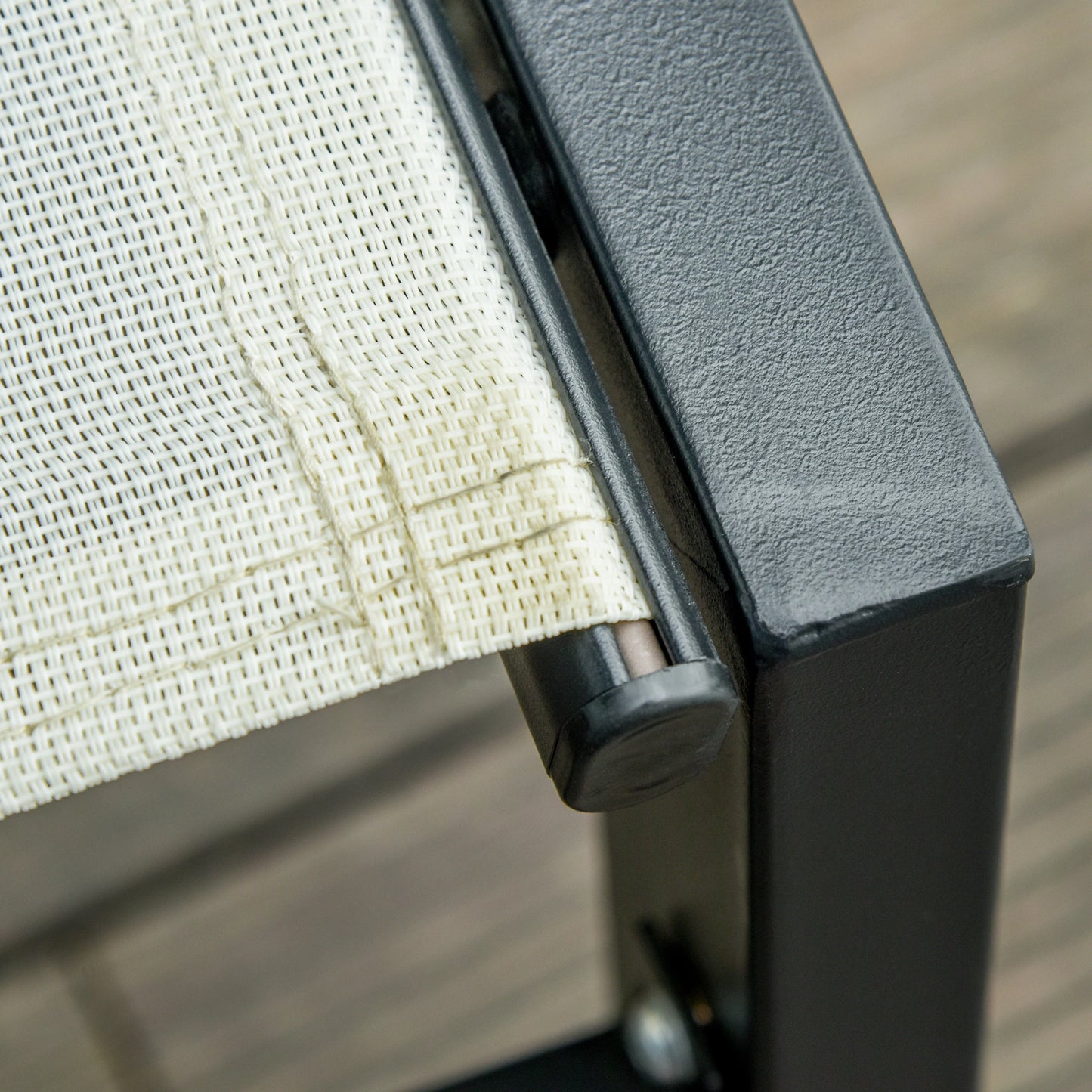 Outdoor Lounge Chair, 5-Position Reclining Backrest, 2 Wheels, Cream White Lounger Chairs at Gallery Canada