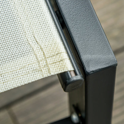 Outdoor Lounge Chair, 5-Position Reclining Backrest, 2 Wheels, Cream White Lounger Chairs at Gallery Canada