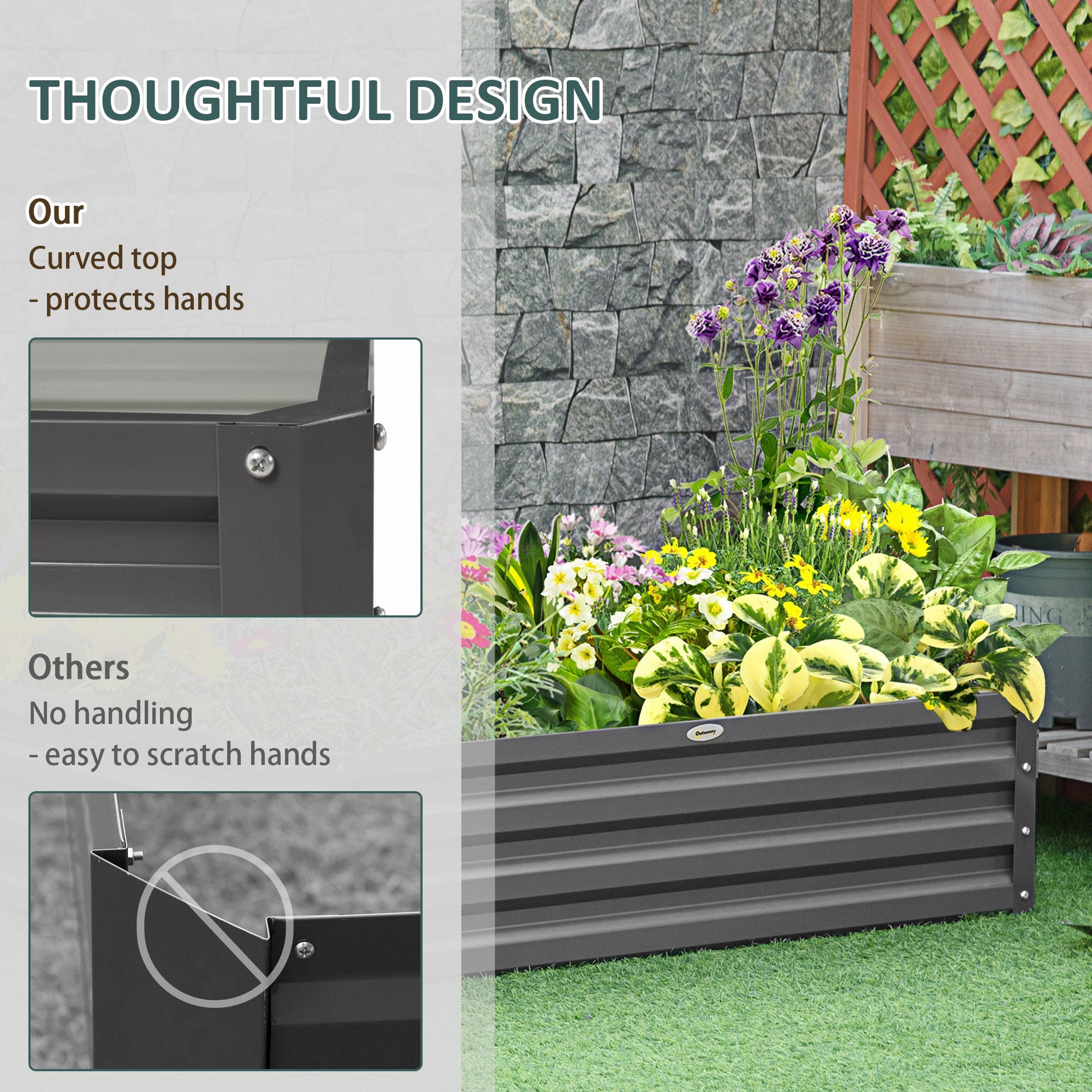 4' x 4' x 1' Raised Garden Bed Galvanized Steel Planter Box for Vegetables, Flowers, Herbs, Light Gray at Gallery Canada