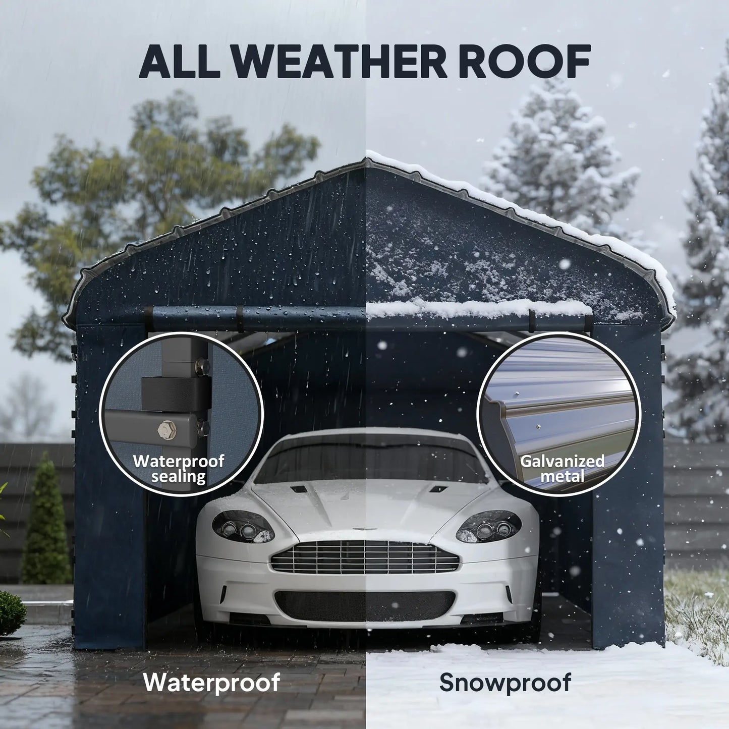 12' x 20' Metal Carport, Heavy Duty Garage Shelter, Dark Grey Car Shelters at Gallery Canada