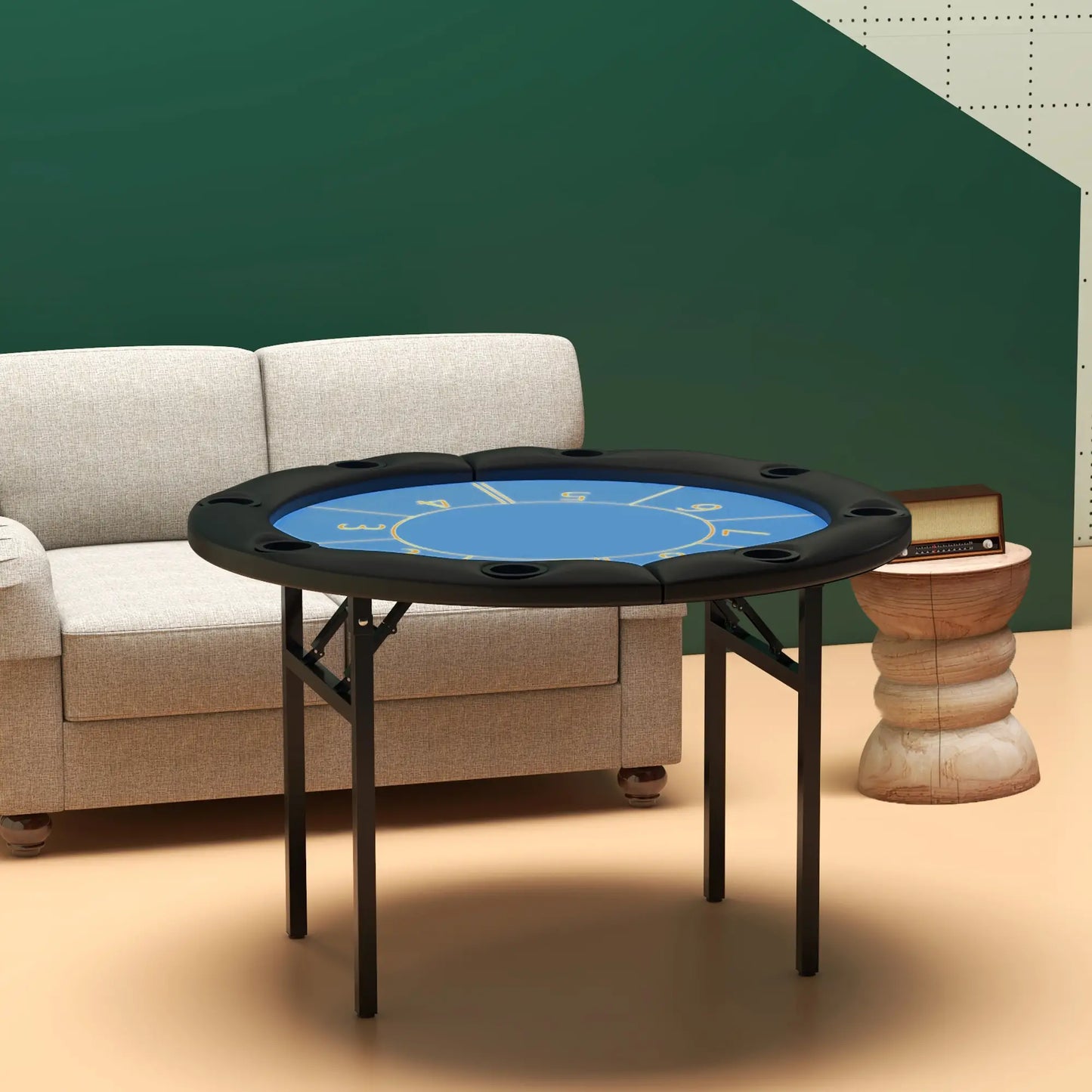 Foldable Poker Table, Texas Holdem, 47" Round, Black Game Tables at Gallery Canada