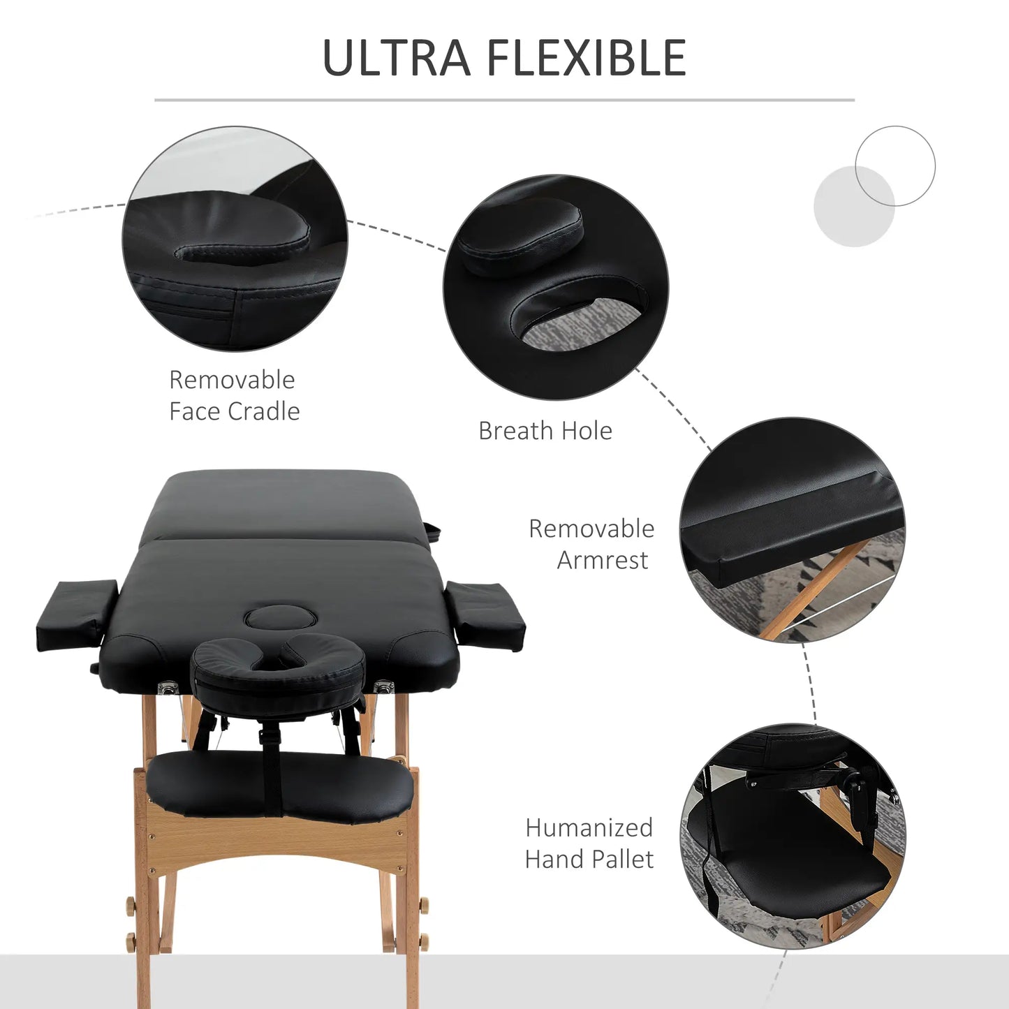 83 Inch Portable Folding Massage Table, Adjustable Salon Spa Bed, Black Portable Massage Tables at Gallery Canada