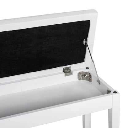 30" Piano Bench with Padded Cushion, Storage, Faux Leather, White Piano Benches at Gallery Canada