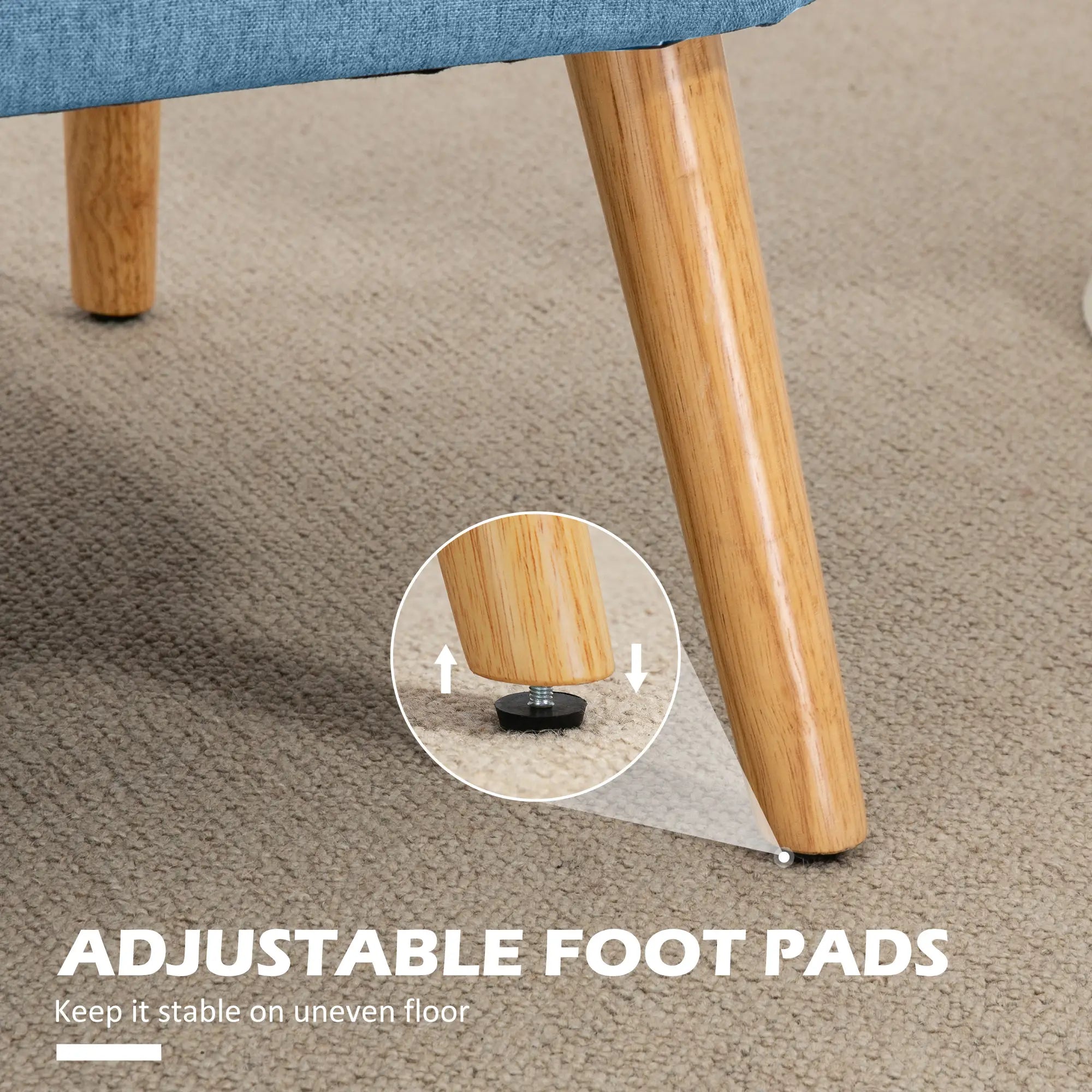 Modern 2 Seat Sofa, Upholstered Two Seater Couch, Rubber Wood Legs, Blue 2-Seater Sofas at Gallery Canada