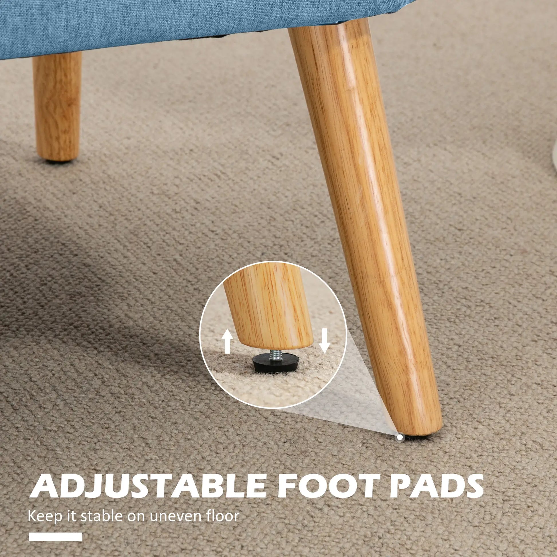 Modern 2 Seat Sofa, Upholstered Two Seater Couch, Rubber Wood Legs, Blue 2-Seater Sofas at Gallery Canada