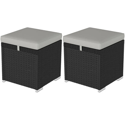 2 Wicker Outdoor Ottomans with Storage, Removable Cushion, Grey Patio Furniture Sets at Gallery Canada