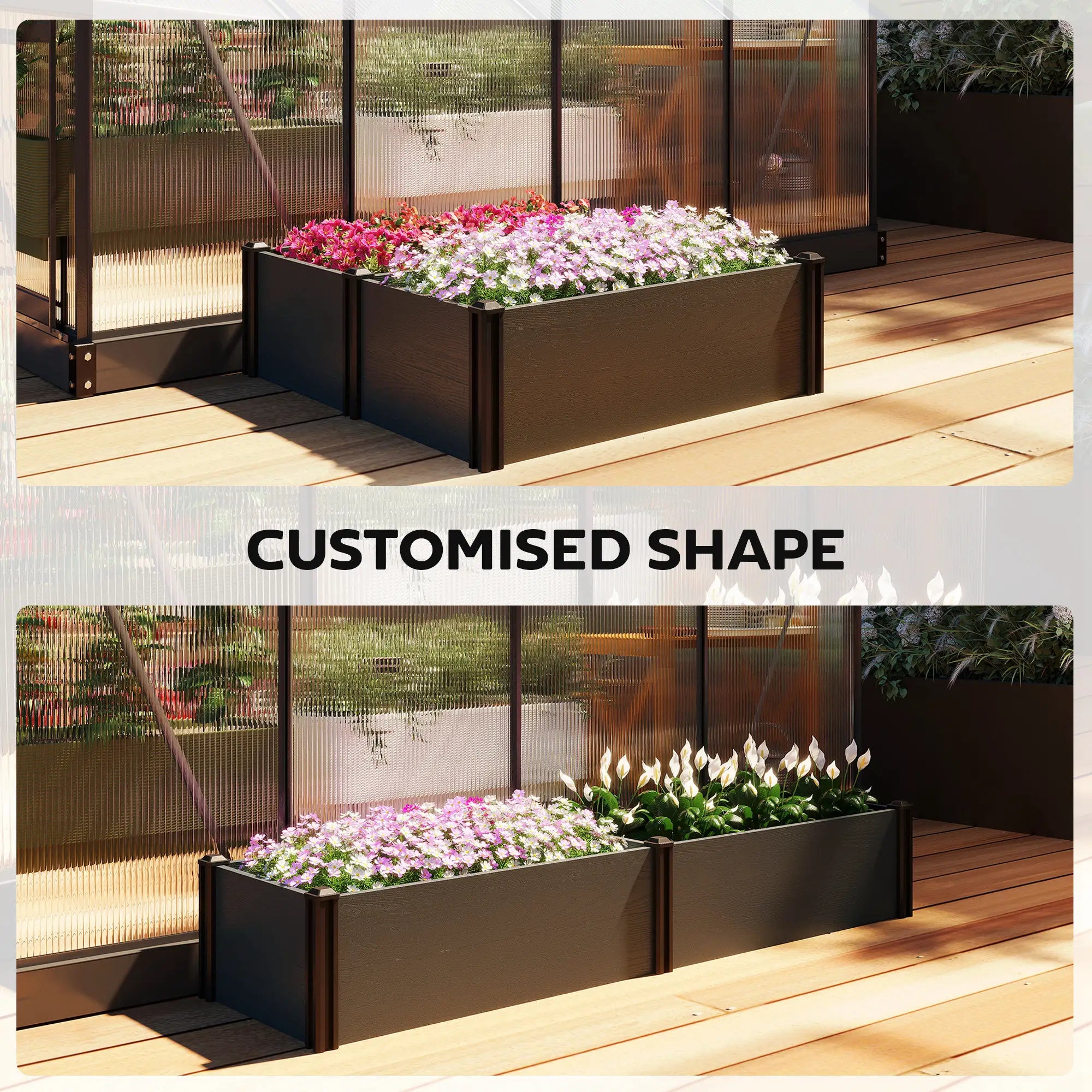 Vinyl Raised Garden Bed Kit, 2 Elevated Boxes, Open Bottom, Screwless Planter Wooden Planter Boxes at Gallery Canada