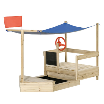 Kids Wooden Sandbox with Cover, Foldable Sandpit, Outdoor, Natural Wood Sandboxes & Accessories at Gallery Canada