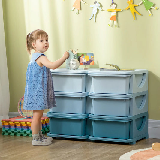 3 Tier Kids Toy Organizer, 6 Plastic Drawers, Blue Baby & Kids Storage Blue at Gallery Canada