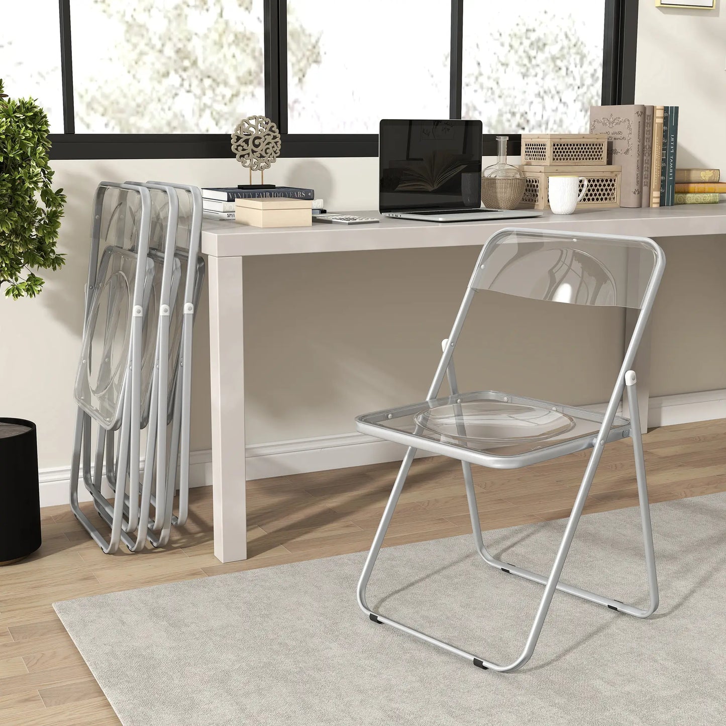 4 Pack Acrylic Foldable Chairs, Transparent, Clear, Clear Dining Chairs at Gallery Canada