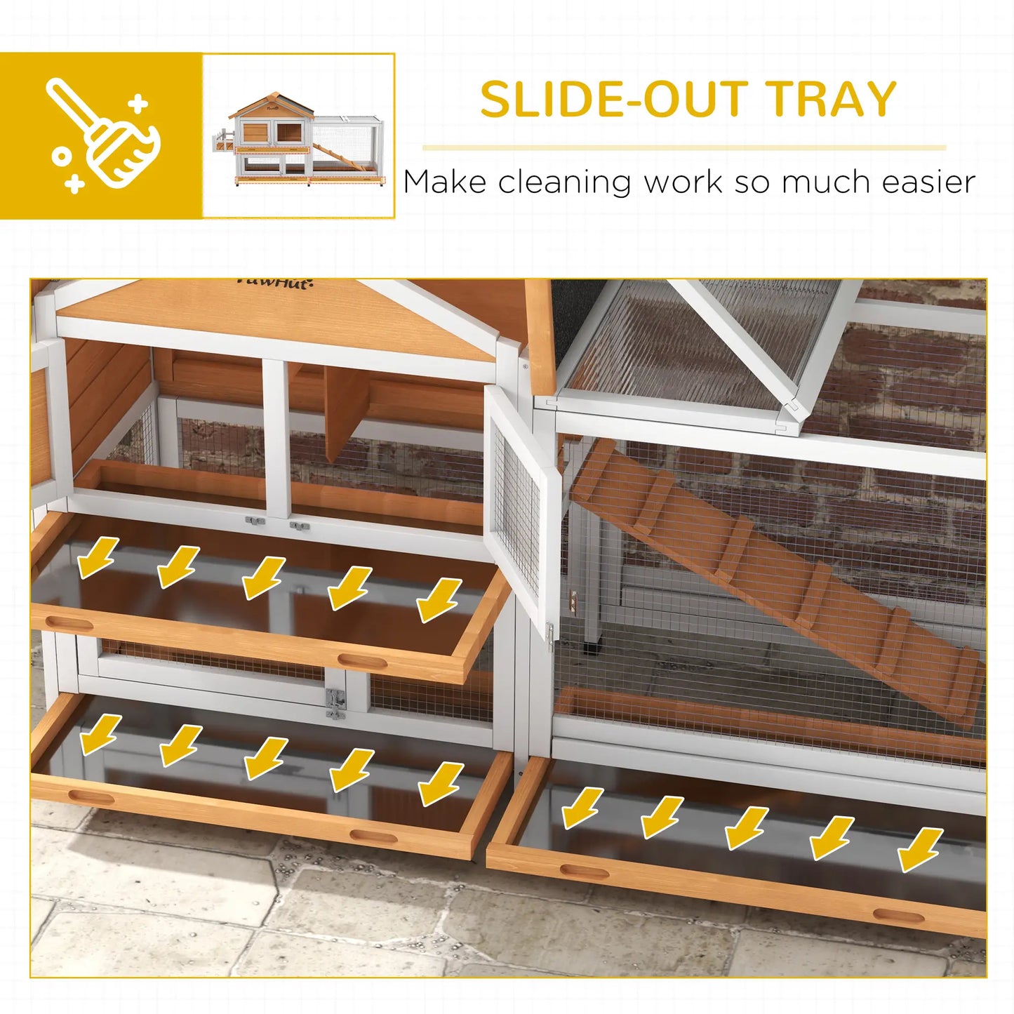 65" Wooden Rabbit Hutch, Pet Playpen, Openable Roof, Storage Box, Yellow Rabbit Hutch at Gallery Canada