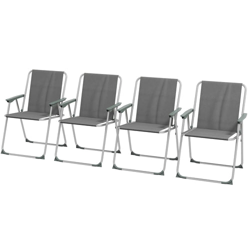 4 Pack Outdoor Folding Chairs, Portable Camping, Oxford Fabric, Grey