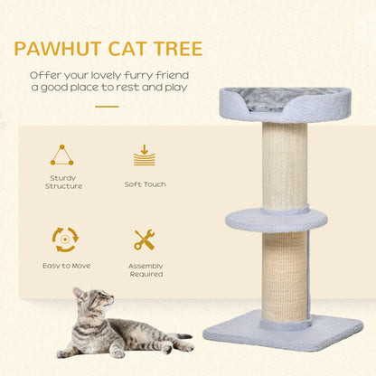 Cat Tree with Scratching Post, Bed, Cushion, Perch, 18" x 18" x 36", Light Blue Cat Trees at Gallery Canada
