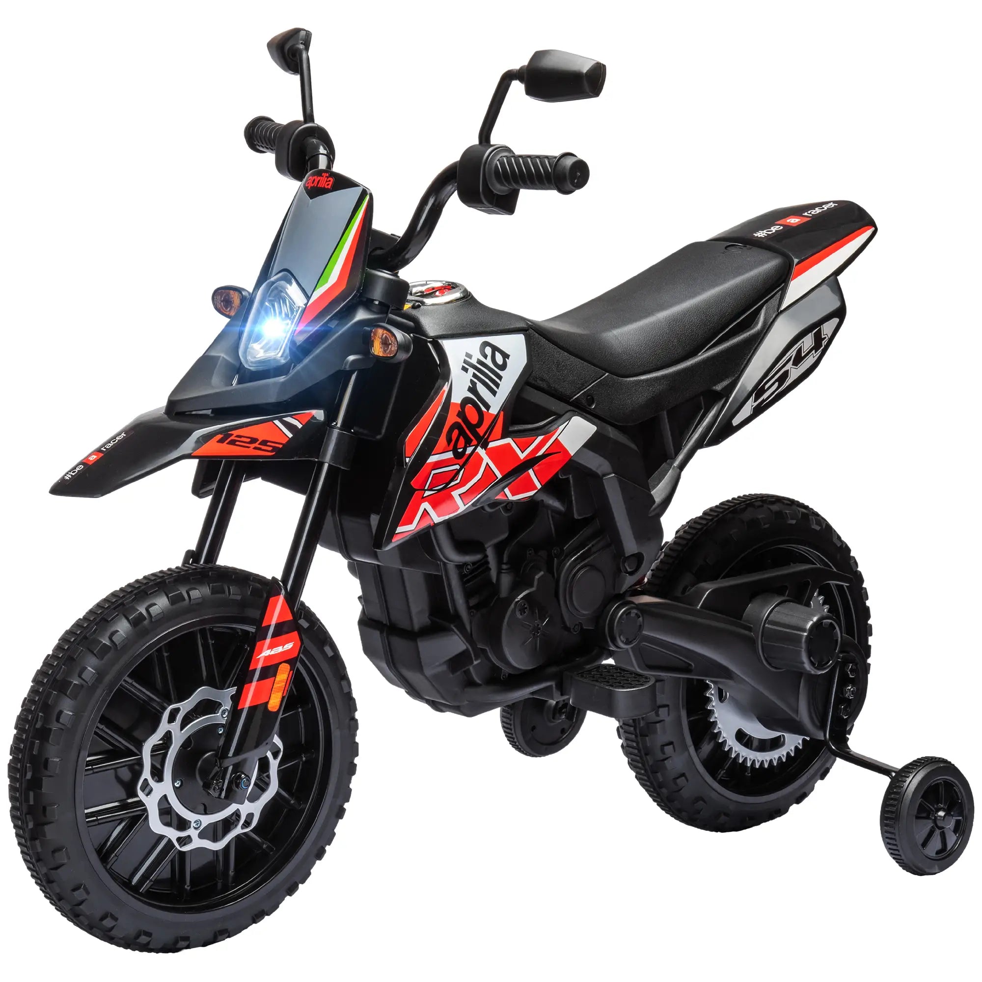 12V Kids Electric Motorcycle, Battery Powered Dirt Bike with Training Wheels, Red Electric Ride On Toys Red at Gallery Canada