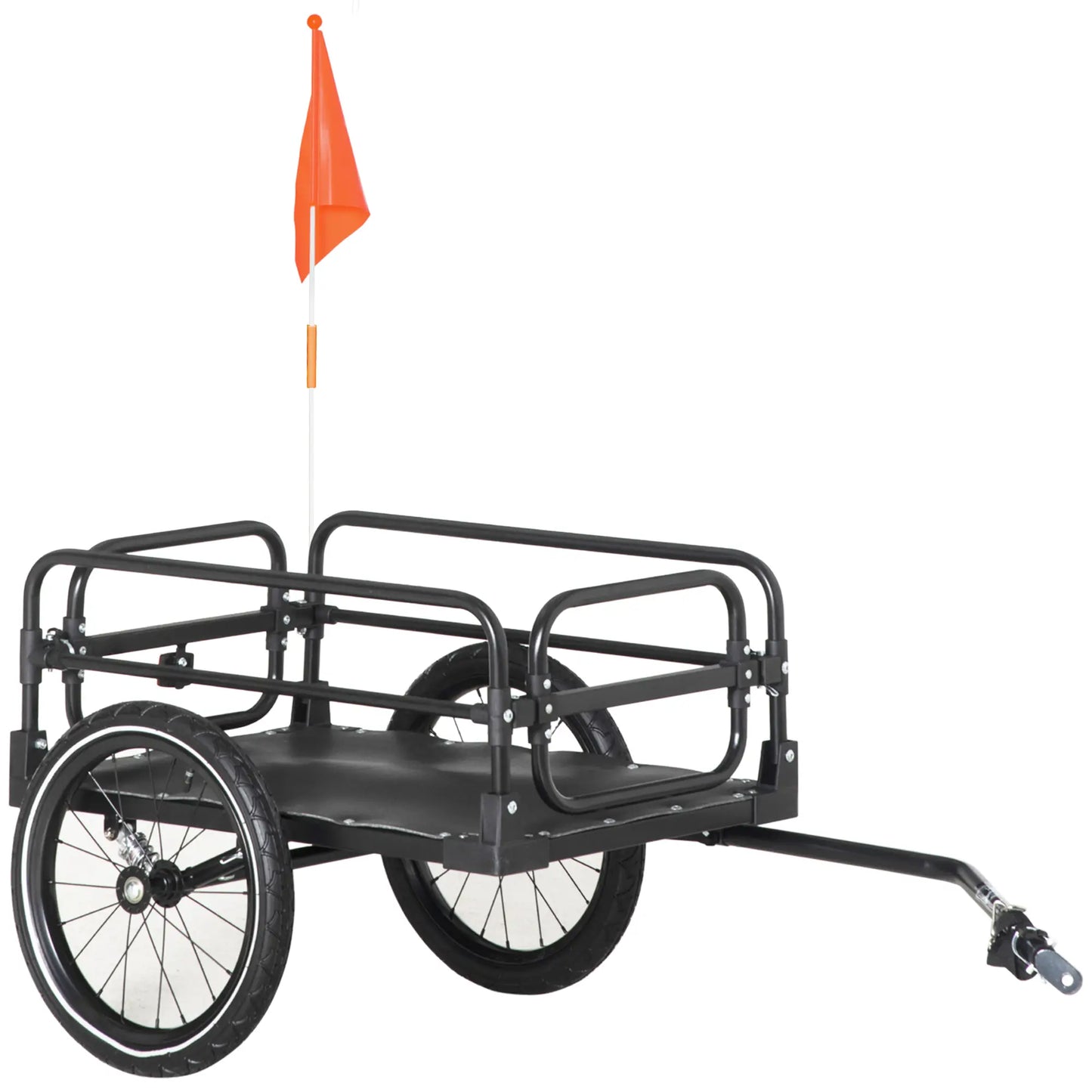 Bike Trailer, Bicycle Cargo Carrier, 16" Wheels, Hitch, Steel Frame, Black Bike Cargo Trailers at Gallery Canada
