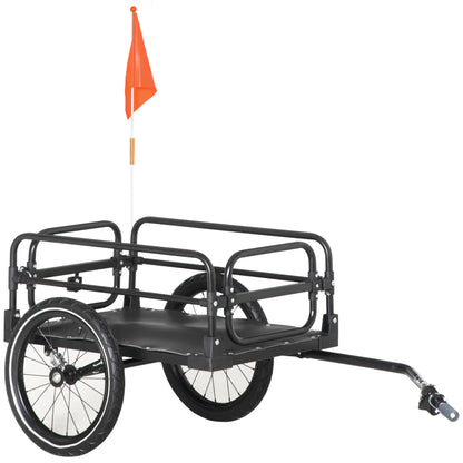 Bike Trailer, Bicycle Cargo Carrier, 16" Wheels, Hitch, Steel Frame, Black Bike Cargo Trailers at Gallery Canada
