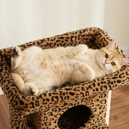 Cat Tree, Small Cat Tower with Perch, Scratching Post, Cat Condo, Toy Ball for Kitty, Leopard Print Compact Towers at Gallery Canada