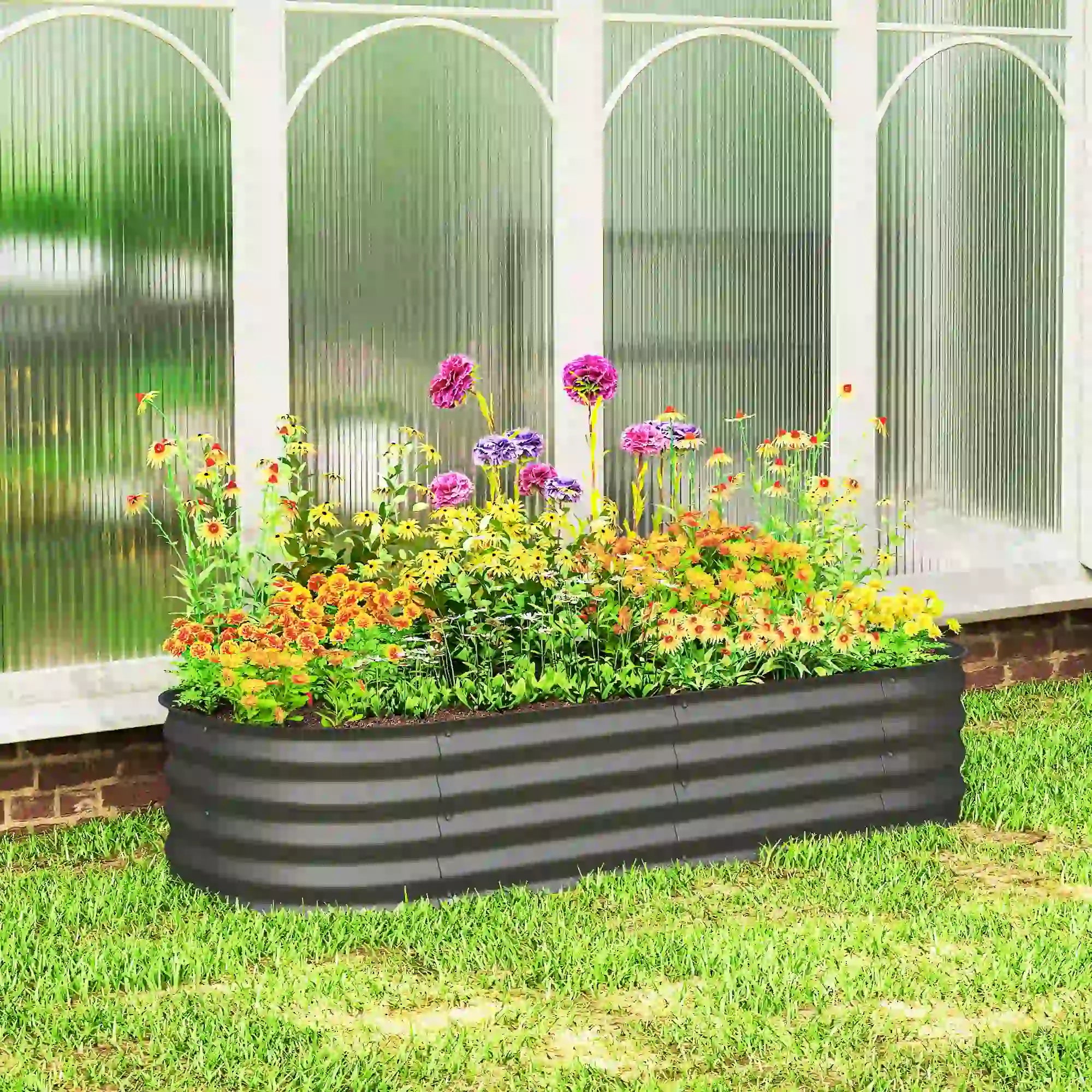 4.9 x 2 x 1ft Galvanized Raised Garden Bed, Metal Planter Box, Dark Grey Raised Garden Beds at Gallery Canada