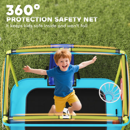 70" x 47" Trampoline With Slide, Swing, Basketball Hoop, Light Blue Trampolines at Gallery Canada