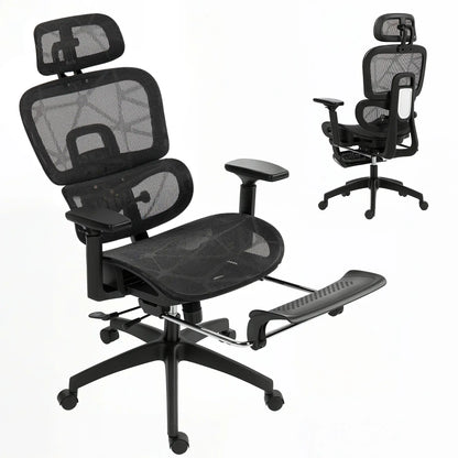 Mesh Office Chair, 3D Armrest, High Back, Lumbar Support, 135° Recline, Adjustable Headrest, Black Executive & Manager Chairs at Gallery Canada