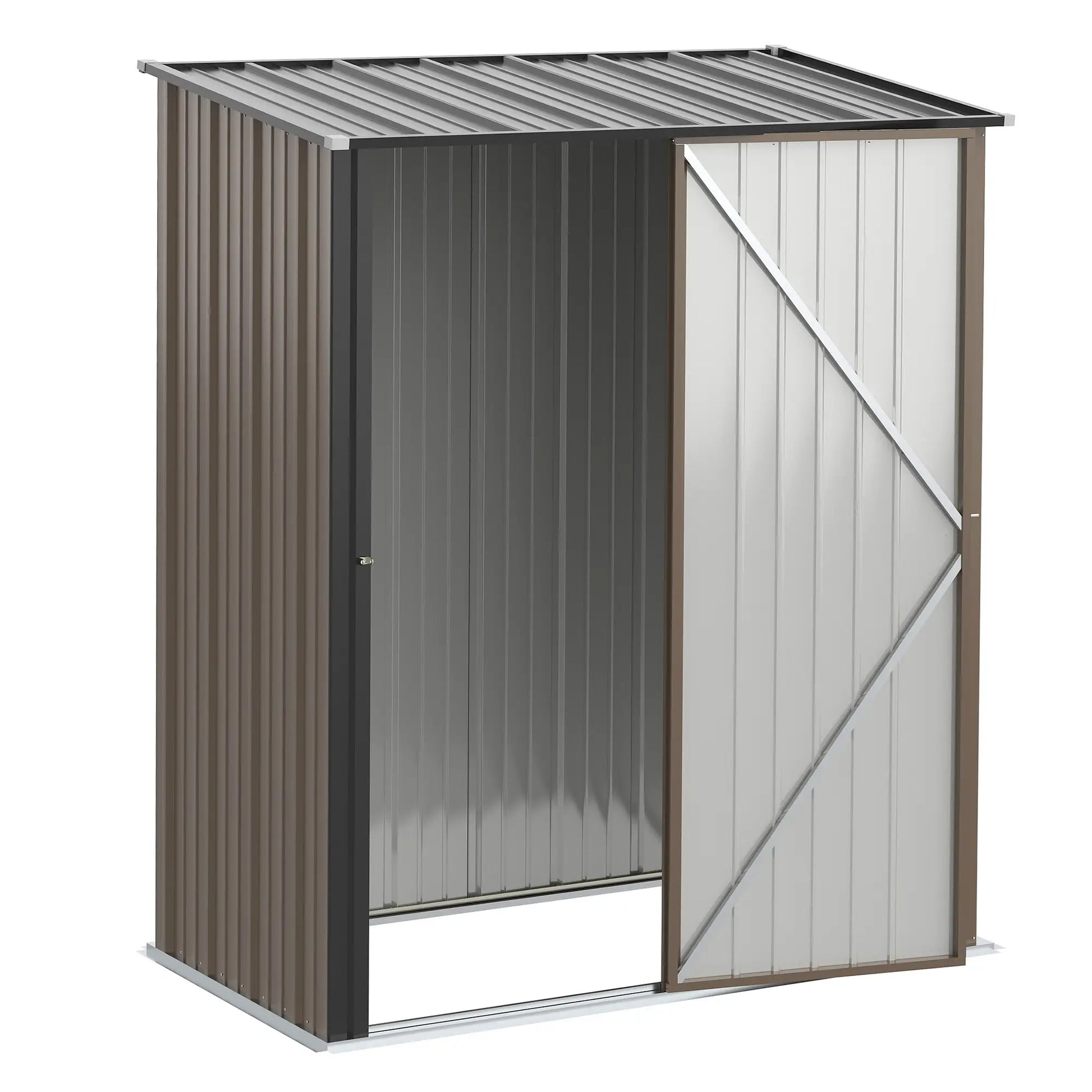 5' x 3' Outdoor Storage Shed, Steel Garden Shed, Lockable Door, Brown Sheds at Gallery Canada